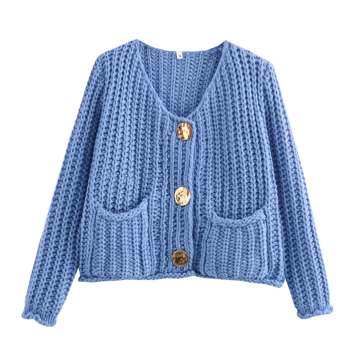 Berg-Feldt Gilet en grosse maille pour femme avec poches