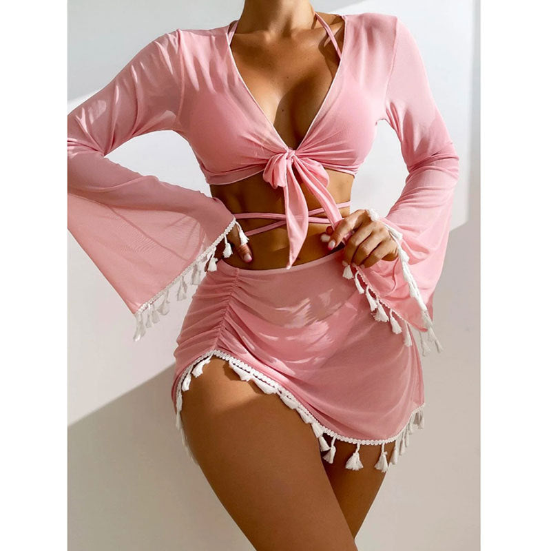 Elegantes Damen Bademoden Set mit Raffungen und Fransen von berg-feldt
