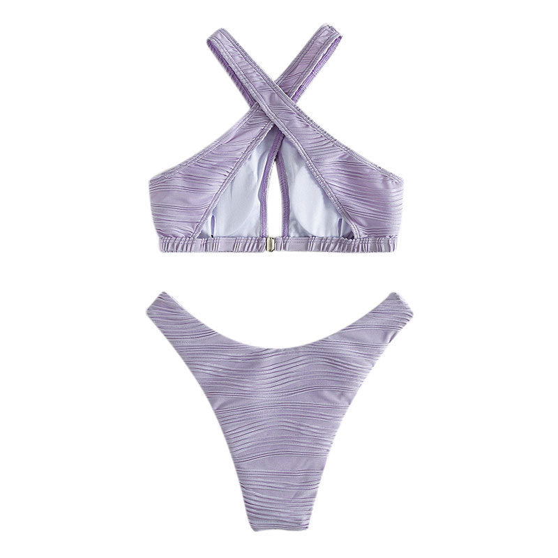 Haut de maillot de bain texturé à dos croisé de berg-feldt