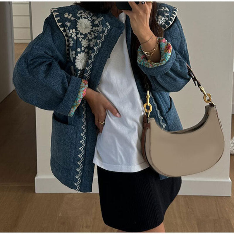 Veste en Jean Brodé Femme Berg-Feldt