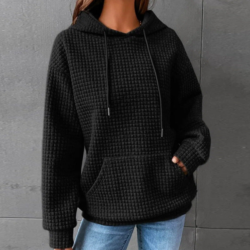 Sweat à capuche gaufré pour femme avec poche kangourou et coupe décontractée Berg-Feldt