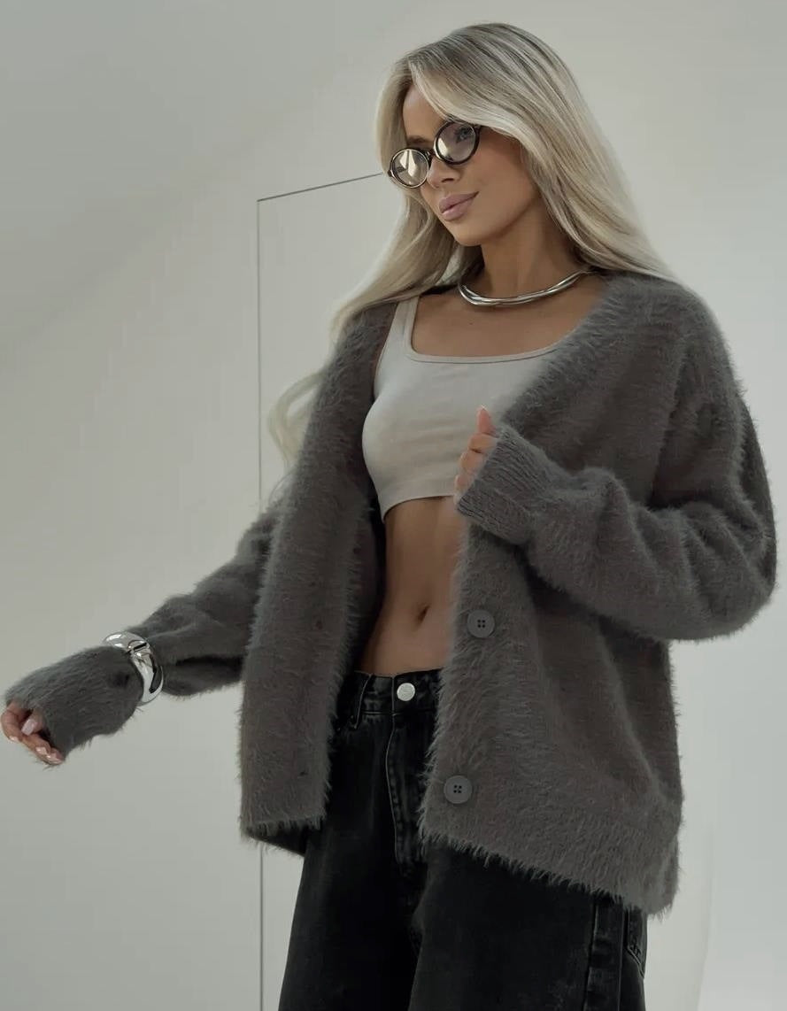 Cardigan douillet pour femme avec détails boutonnés modernes et coupe décontractée Berg-Feldt