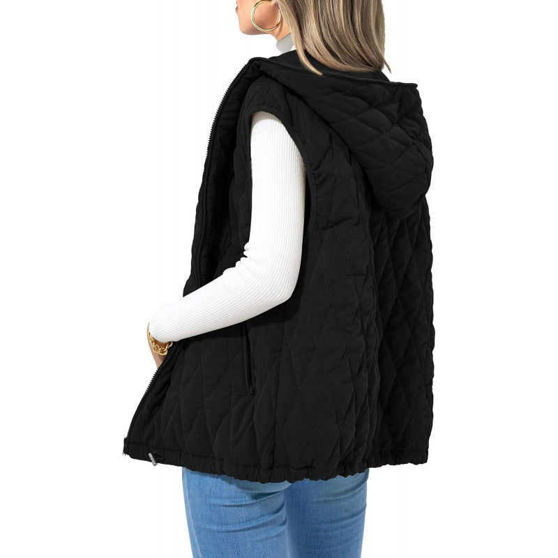Women's quilted vest with hood and side zip pockets Berg-Feldt
