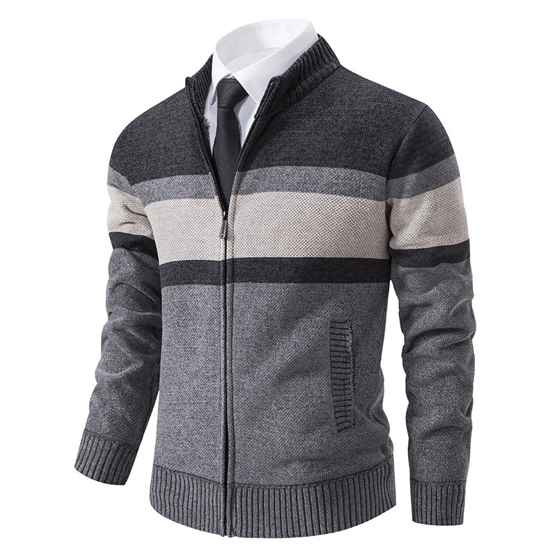 Cardigan en maille texturé pour homme avec col montant Berg-Feldt