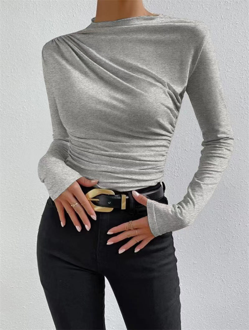 Stylisches Damen-Langarmshirt mit Raffungen und modischem Ausschnitt von berg-feldt