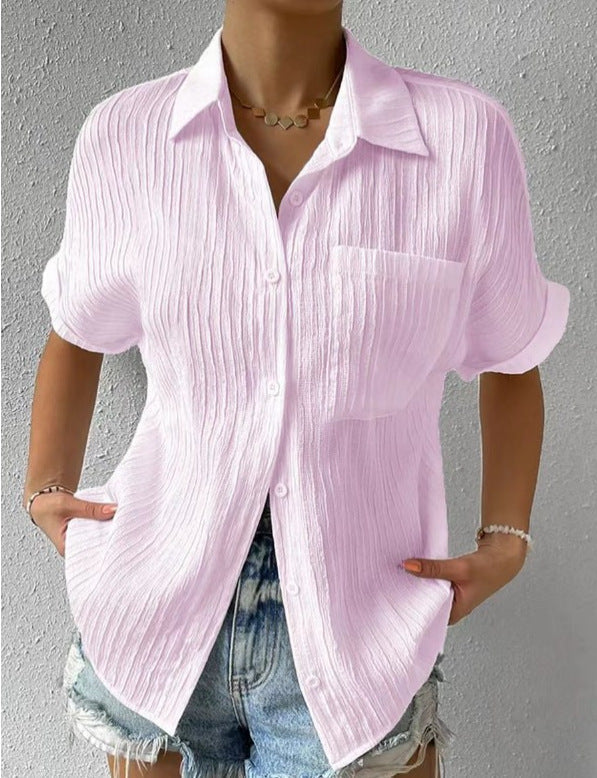 Chemisier à manches courtes pour femmes avec motif texturé et poche poitrine de berg-feldt