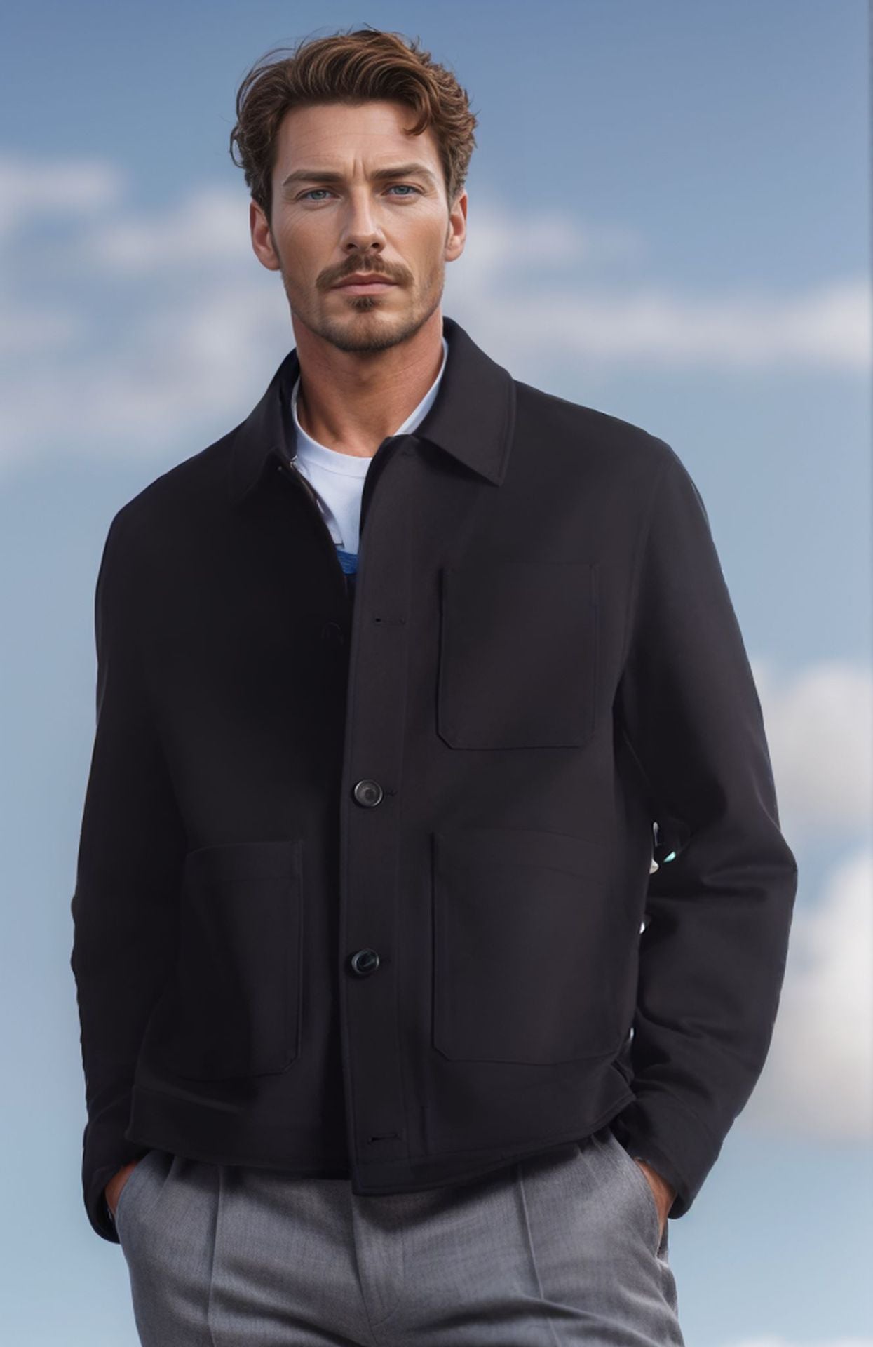 Veste utilitaire moderne pour homme avec poches pratiques et col montant Berg-Feldt