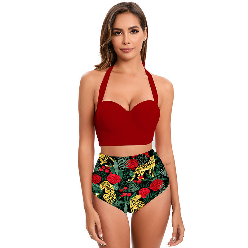 Ensemble de bikini taille haute à imprimé léopard Berg-Feldt pour femme