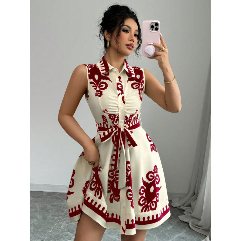 Mini-robe élégante boutonnée avec ceinture pour femme de berg-feldt