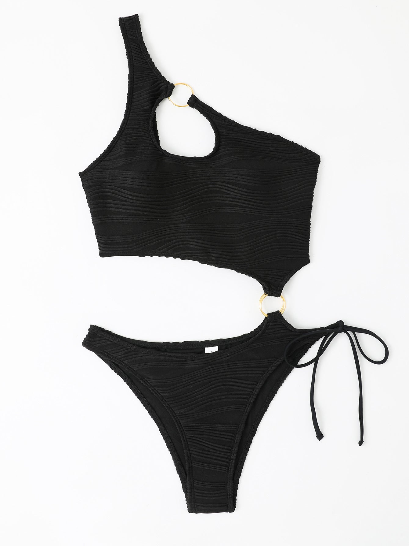 Asymmetrischer Damen Bikini mit angesagten Ringen und Strukturstoff von berg-feldt