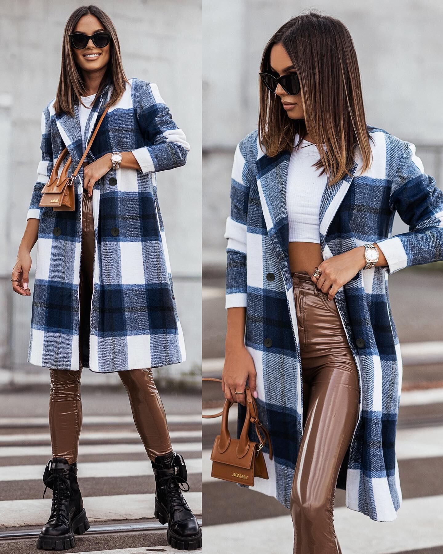 Manteau d'hiver surdimensionné à carreaux pour femme Berg-Feldt
