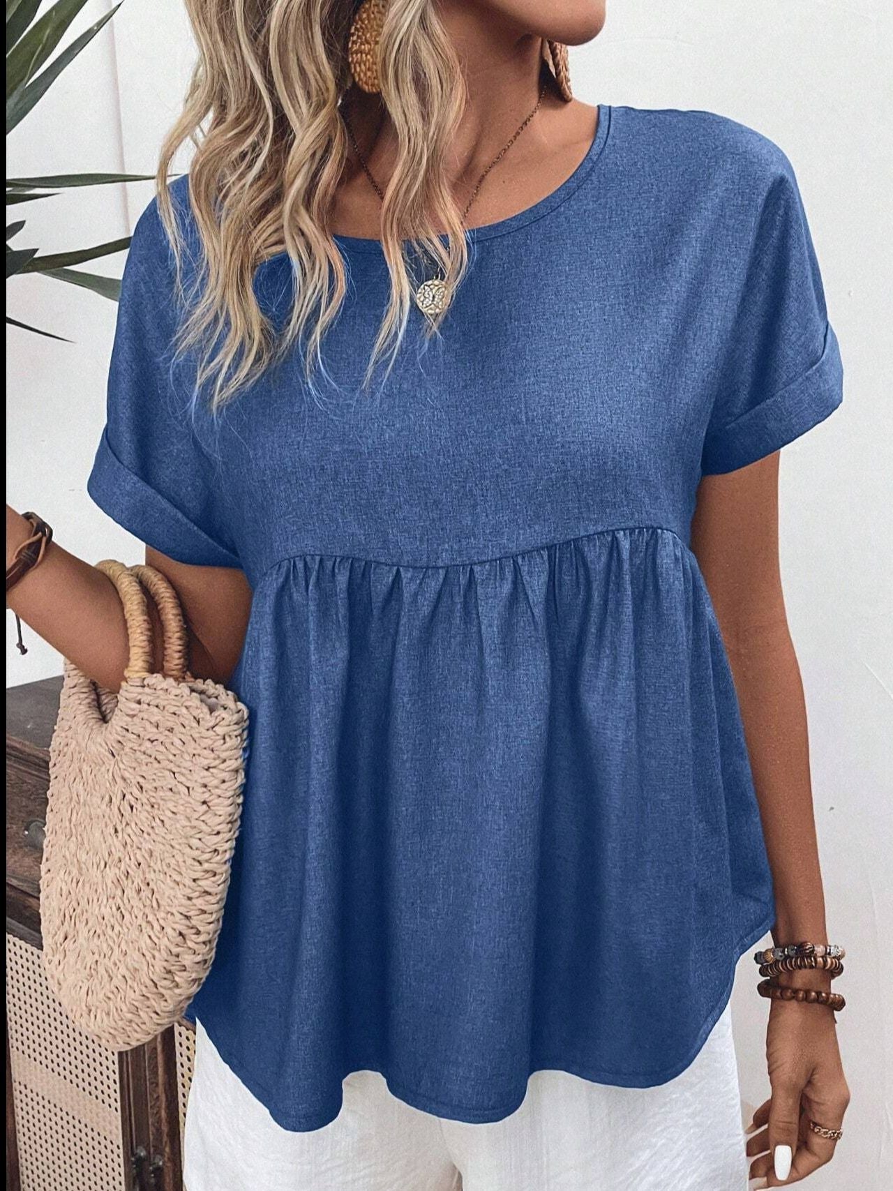 Kurzärmliges Damen-Peplum-Top mit Umschlag von berg-feldt