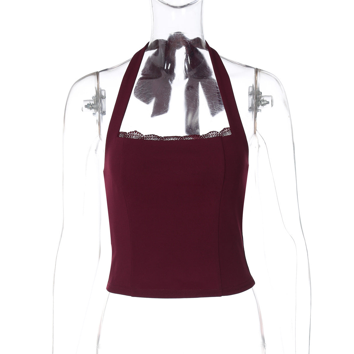 Figurbetontes Damen-Crop-Top mit dezenten Spitzendetails von berg-feldt