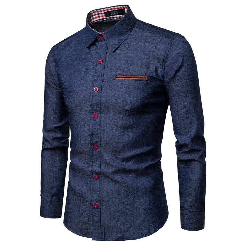 Herren klassisches Denim-Hemd mit kontrastierenden Akzenten Berg-Feldt