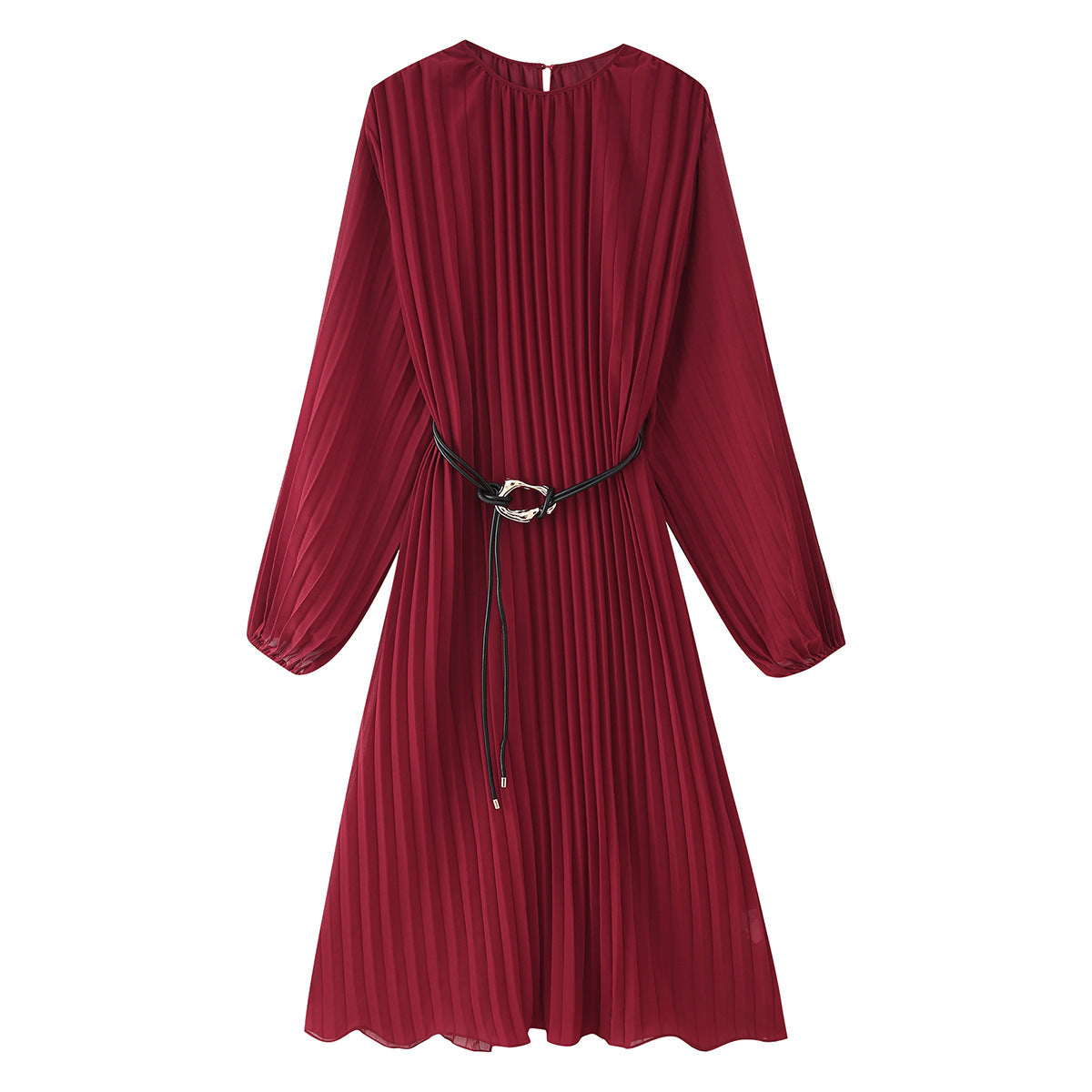 Robe plissée à manches longues pour femme avec ceinture par berg-feldt