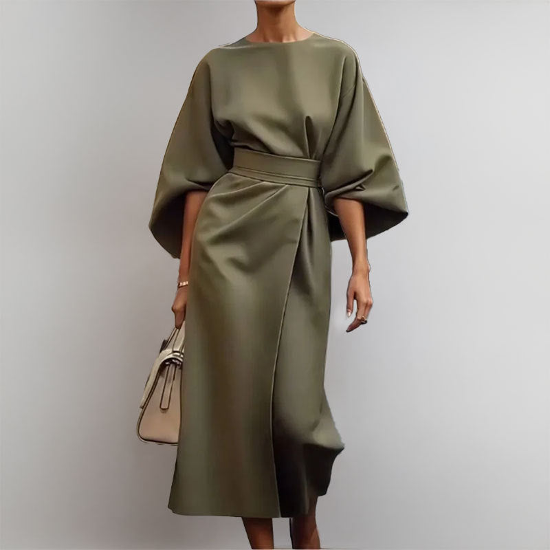 Robe longue Berg-Feldt pour femme avec manches spectaculaires et ceinture à la taille