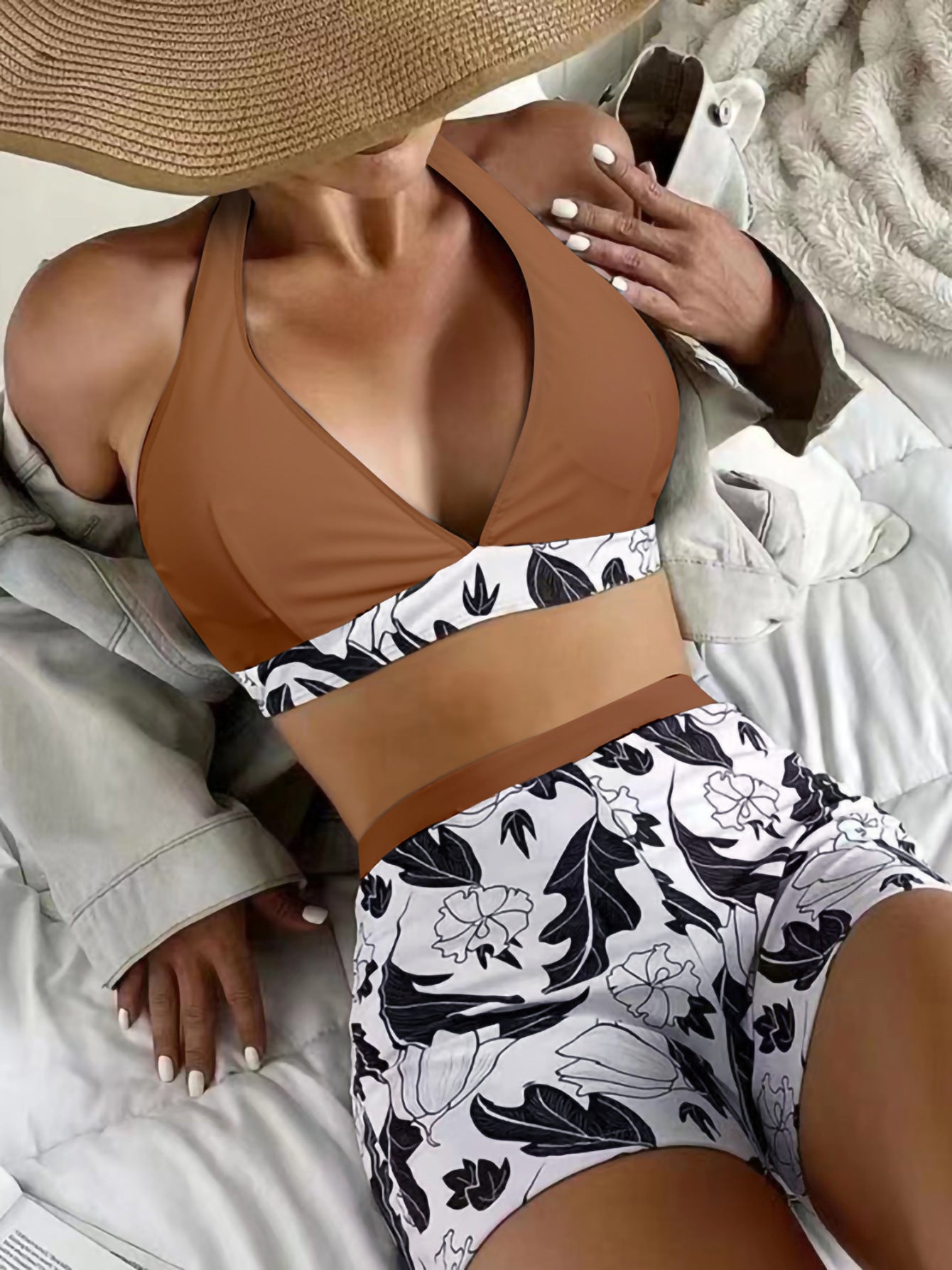 Bas de bikini taille haute à imprimé floral berg-feldt pour femme