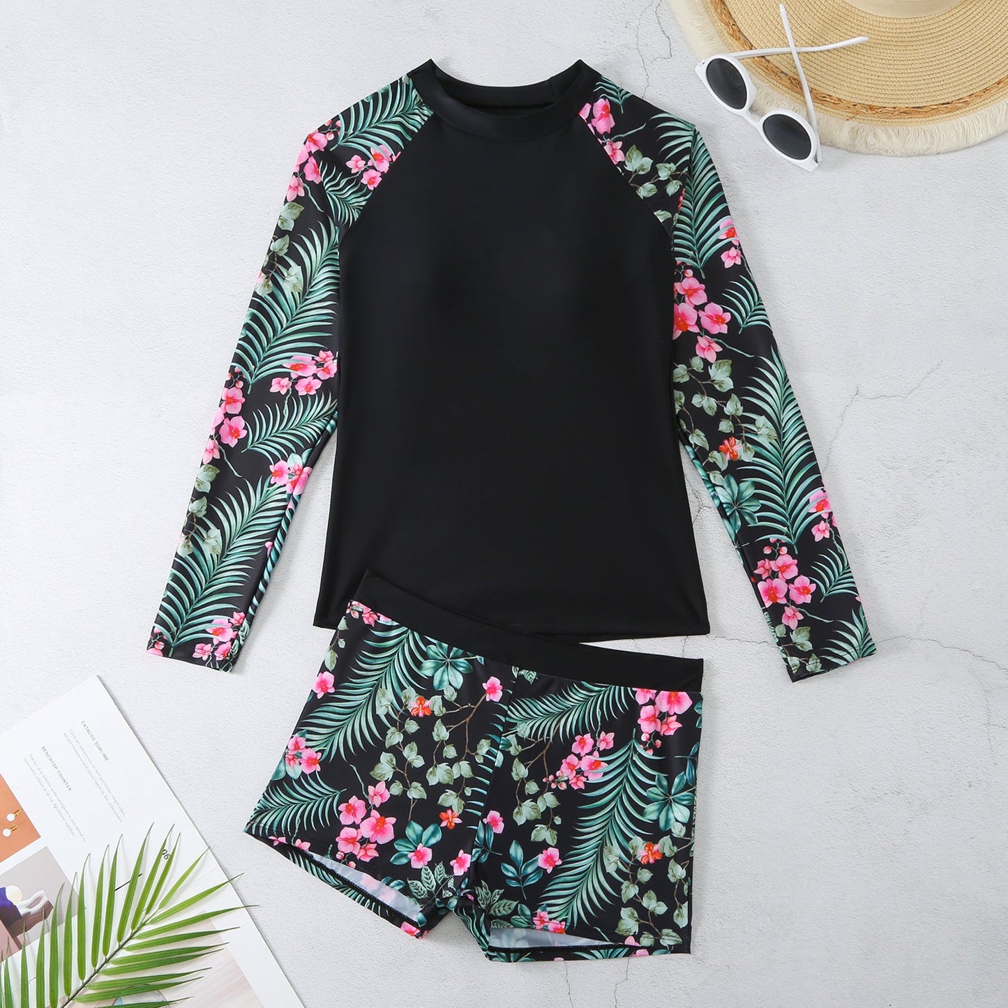 Ensemble de maillot de bain manches longues floral et anti-UV pour femmes berg-feldt