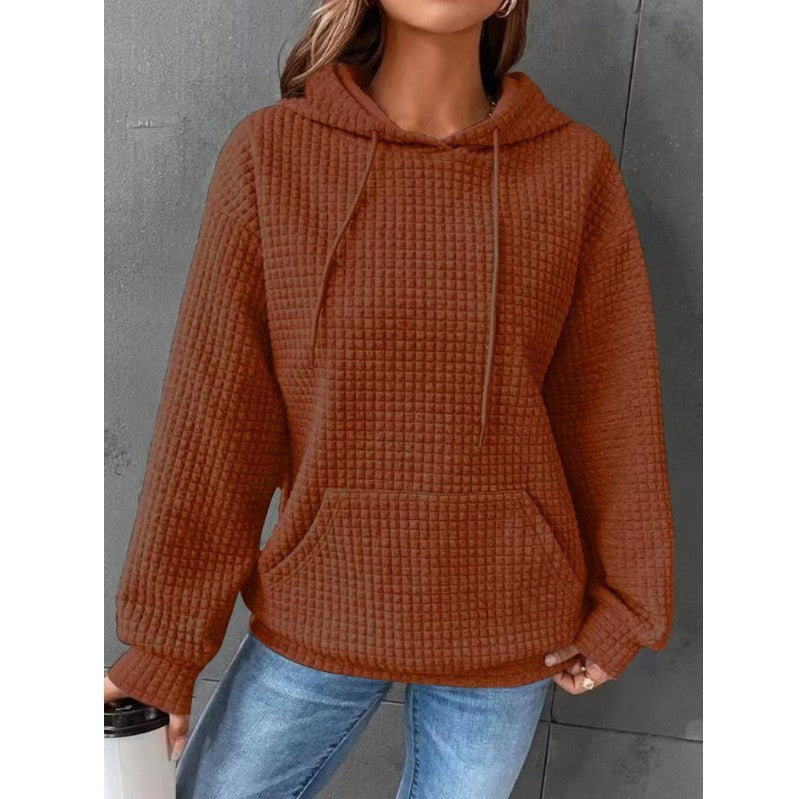 Sweat à capuche gaufré pour femme avec poche kangourou et coupe décontractée Berg-Feldt