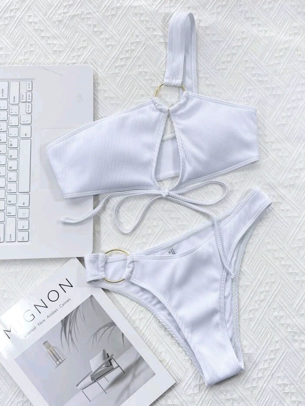 Maillot de bain deux pièces côtelé et ajouré par berg-feldt pour femme