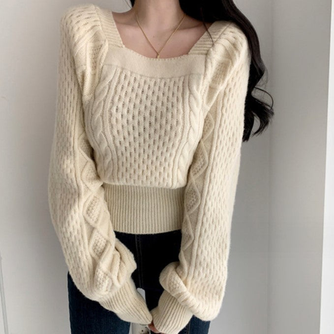 Pull en grosse maille pour femme avec détails torsadés modernes et encolure carrée Berg-Feldt