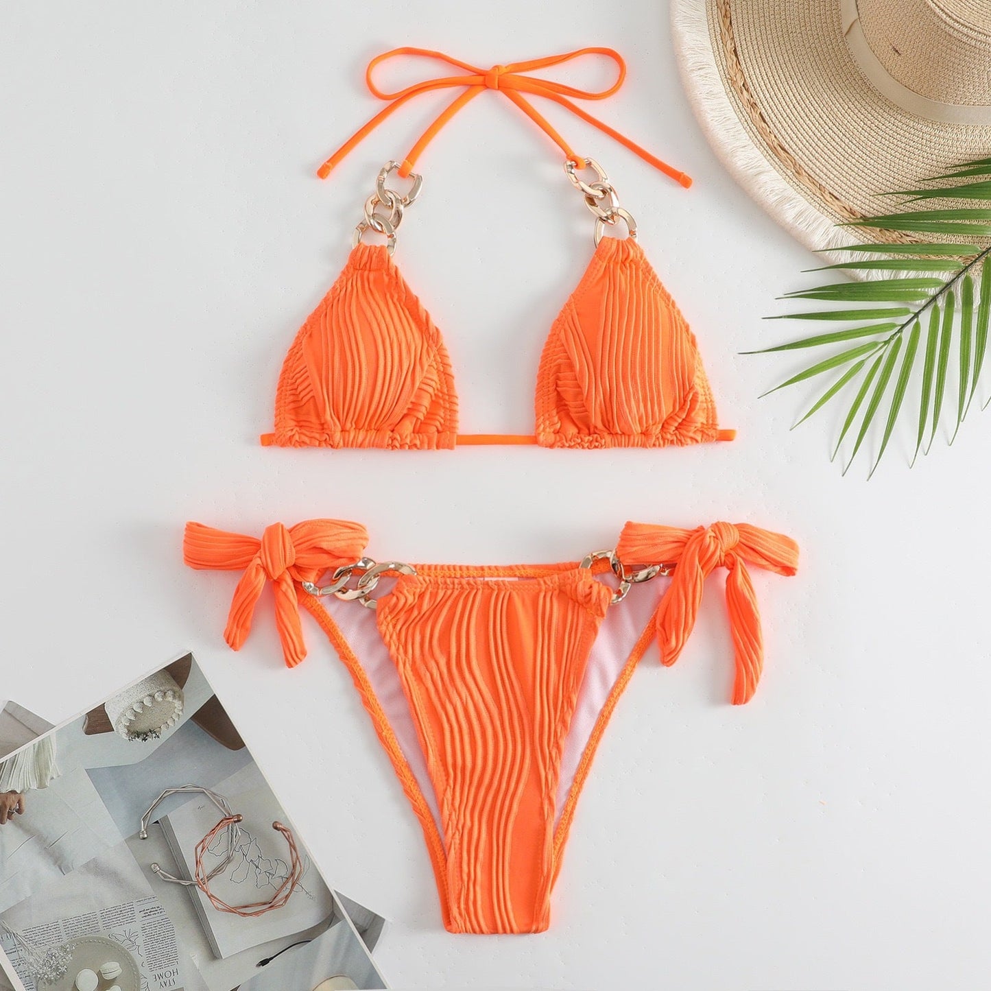 Ensemble de bikini triangle, côtelé et à lanières ajustables de berg-feldt