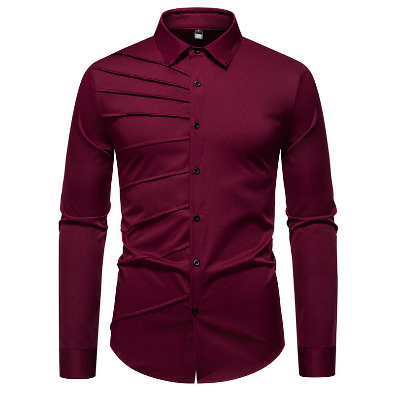 Chemise à manches longues et motif plissé fantaisie Berg-Feldt pour homme
