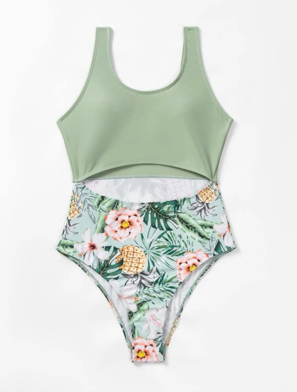 Badeanzug für Damen: Einteiler mit modischem Crop-Top und Blumenmuster von berg-feldt
