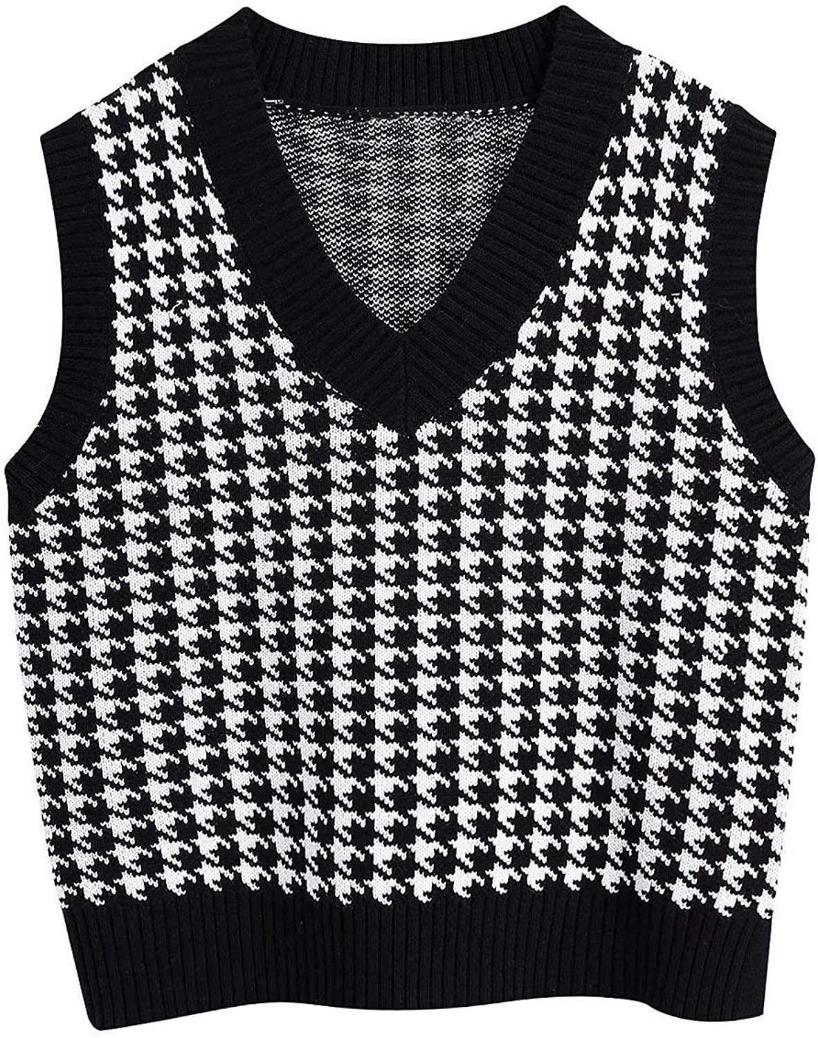 Gilet tricoté sans manches pour femme avec motif pied-de-poule moderne Berg-Feldt