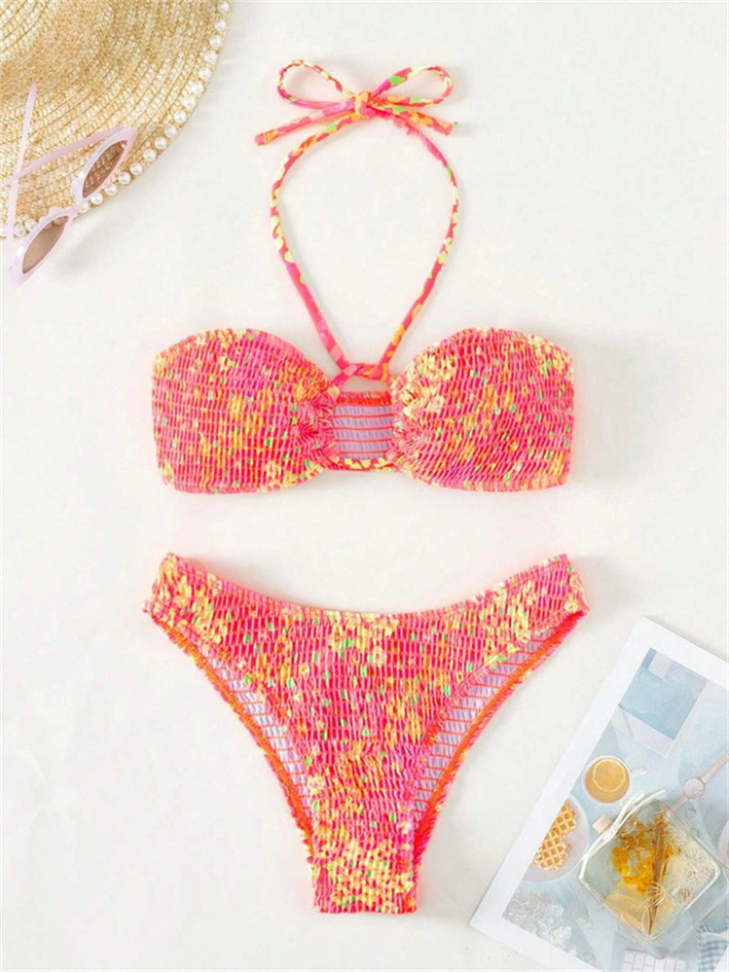 Frauen Neckholder Raffung Bikini Set mit verstellbaren Bändern berg-feldt