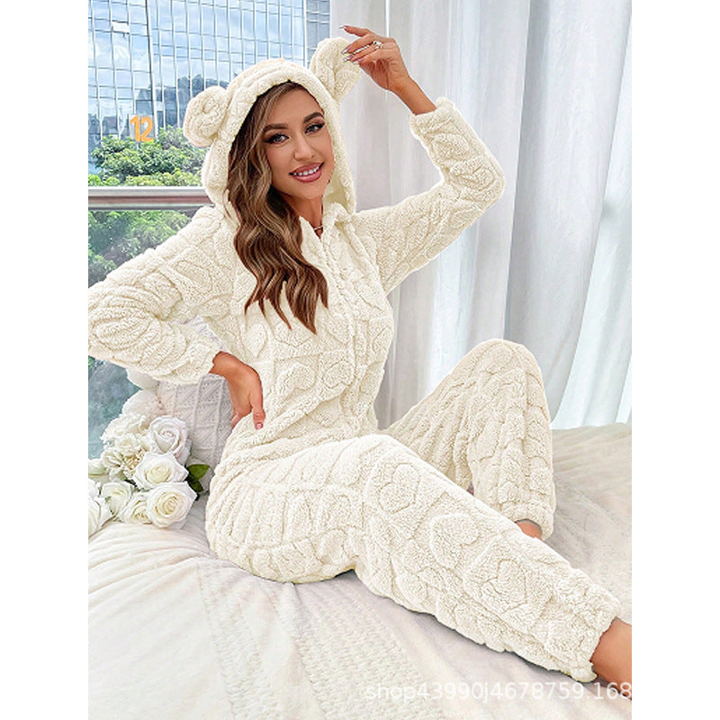 Combinaison Pyjama Polaire Douillette à Capuche pour Femme Berg-Feldt