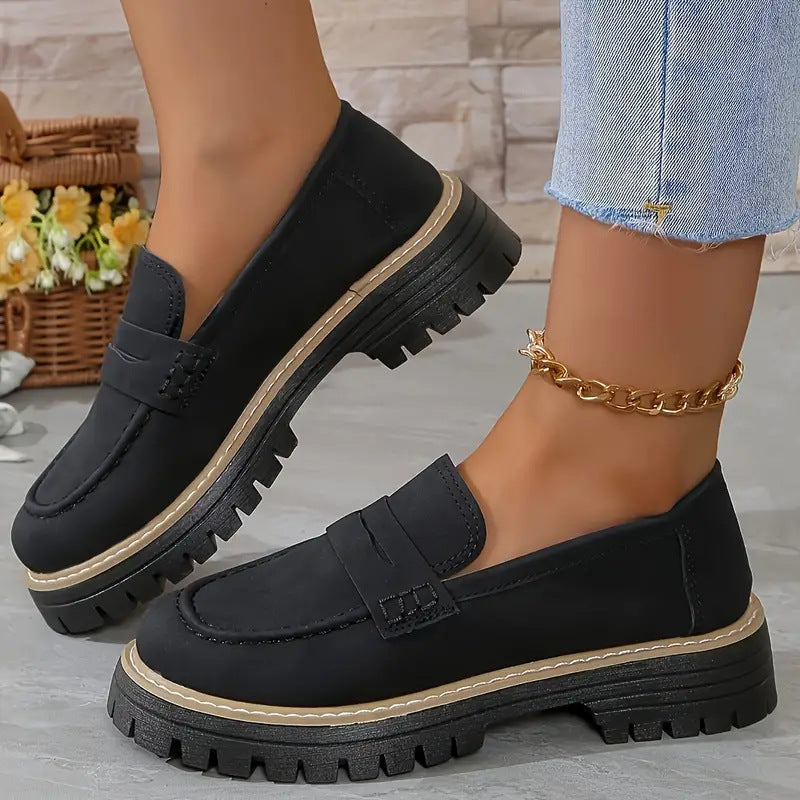 Heidi Mode | Chaussures britanniques pour femmes talon épais semelle épaisse
