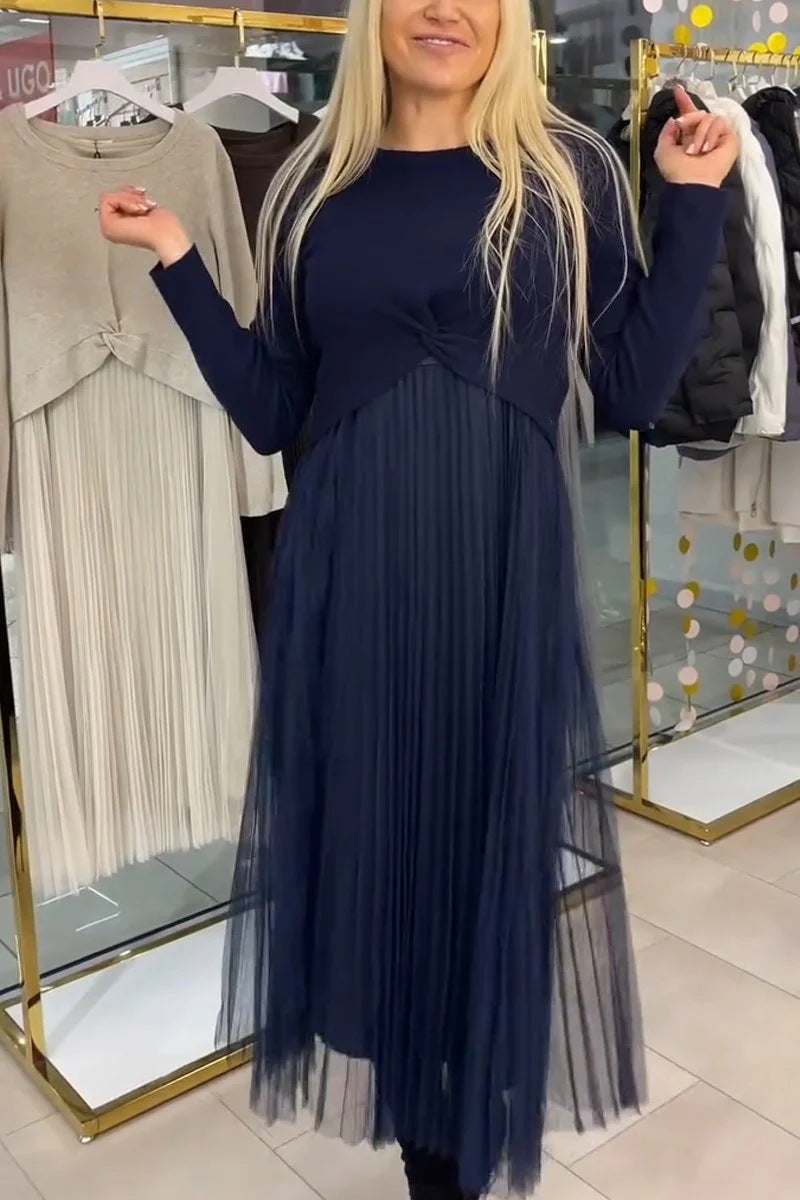 Robe midi plissée et élégante pour femme avec nœud, de berg-feldt