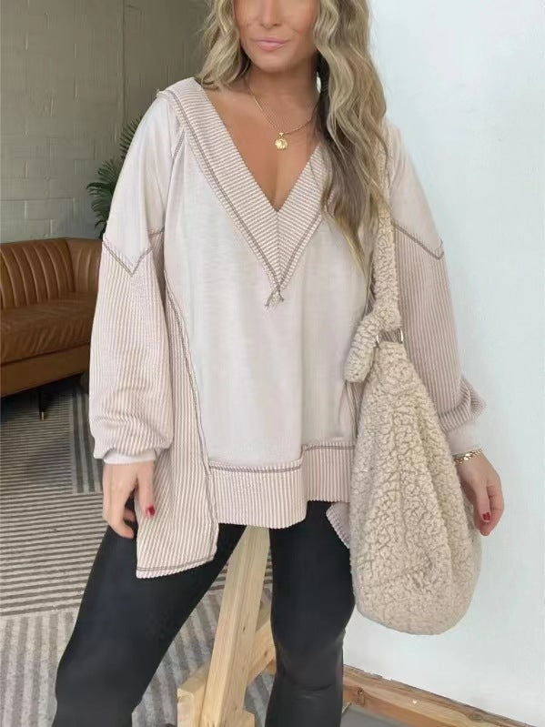 Pull décontracté demi-manches col V pour femme Berg-Feldt