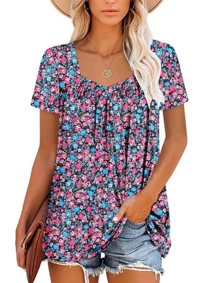 Lässiges Damen-Blumenoberteil mit V-Ausschnitt und weitem Schnitt von berg-feldt