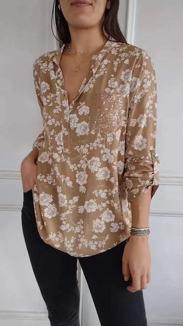Chemisier femme à motif floral et sequins brillants, par berg-feldt