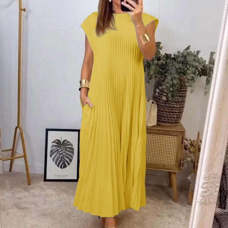 Robe longue élégante pour femme avec fines fronces et poches latérales de berg-feldt
