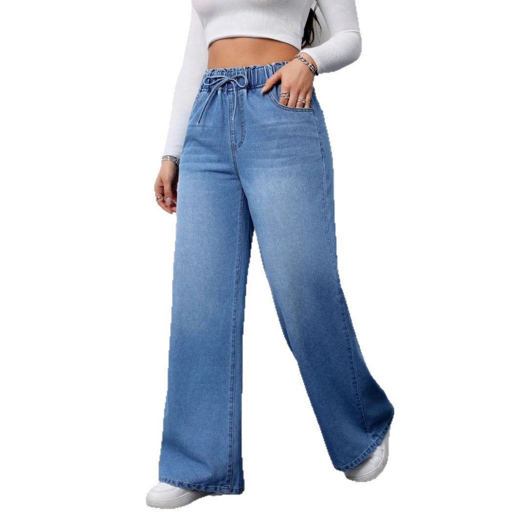 Jeans larges taille haute pour femme avec cordon de serrage confortable Berg-Feldt