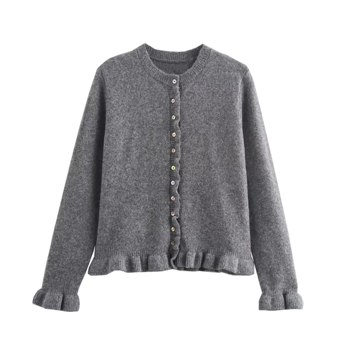 Cardigan femme Berg-Feldt avec ourlet à volants et patte de boutonnage