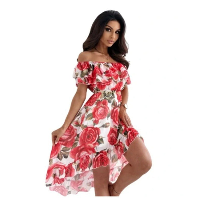 Robe chemise à volants, imprimé floral, longueur midi de berg-feldt