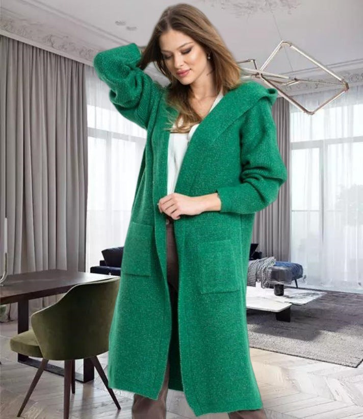 Gilet long en maille avec capuche et grandes poches pour femme Berg-Feldt