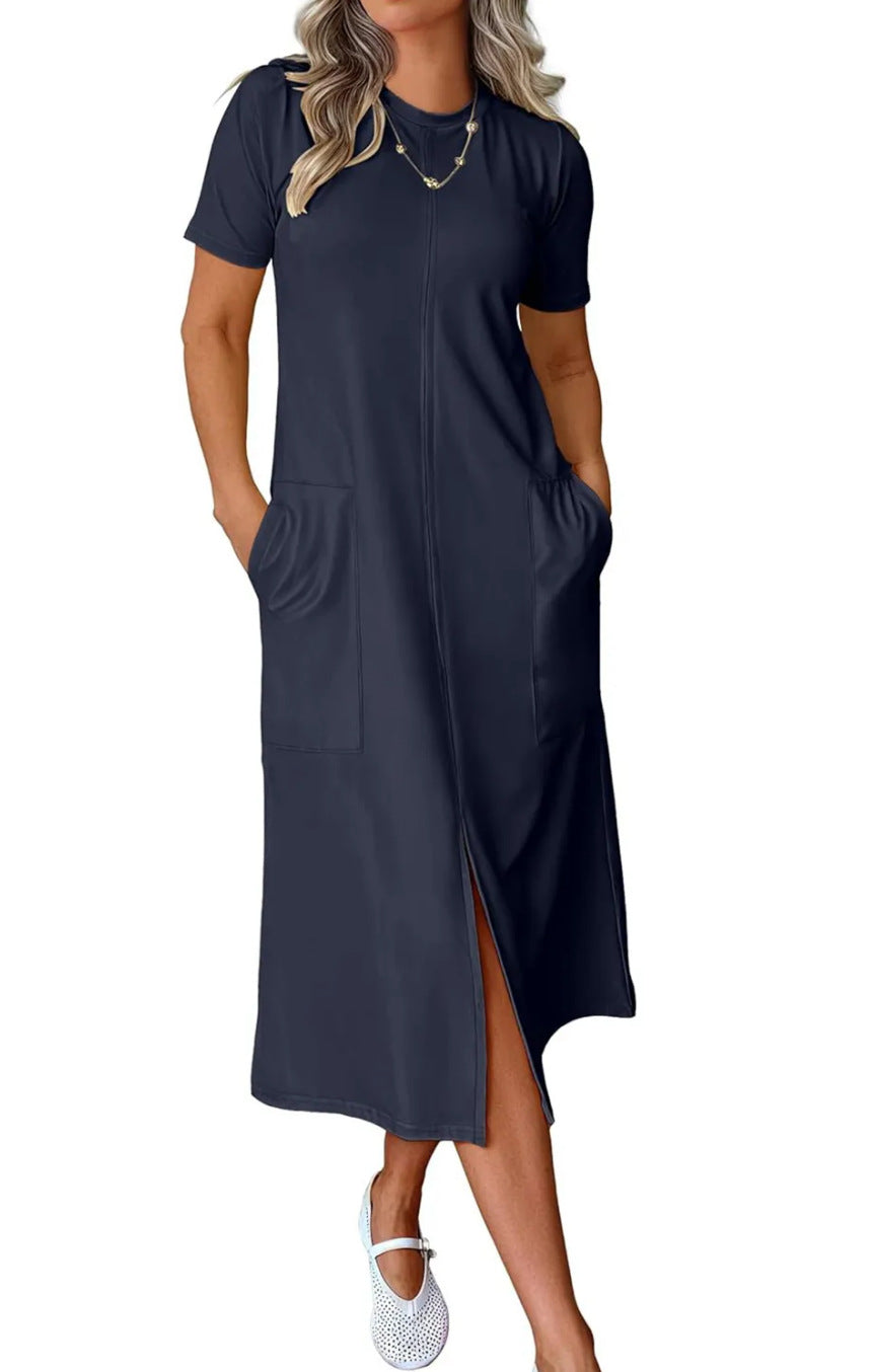 Maxikleid für Damen, lässig geschnitten, mit Taschen und Seitenschlitz von berg-feldt