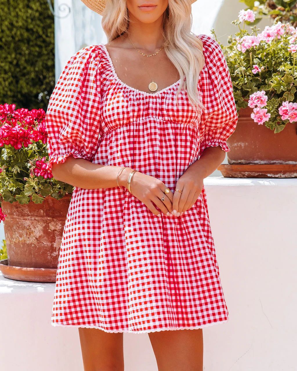 Robe courte vichy pour femme avec manches bouffantes berg-feldt