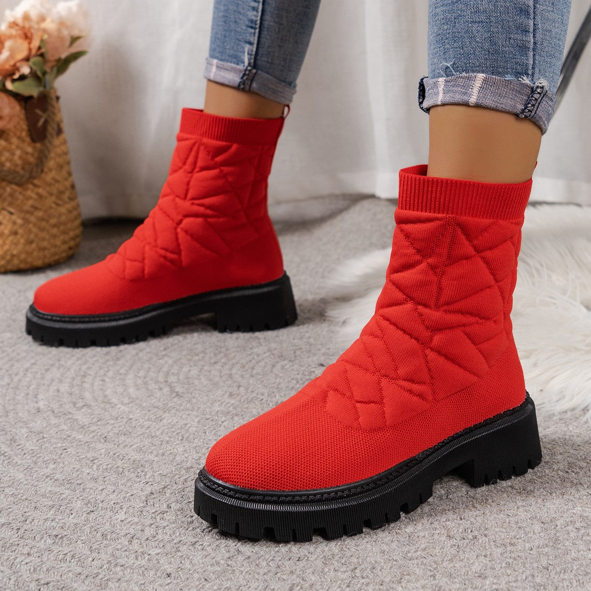 Bottes tendance pour femmes avec tige texturée et semelle extérieure antidérapante Berg-Feldt