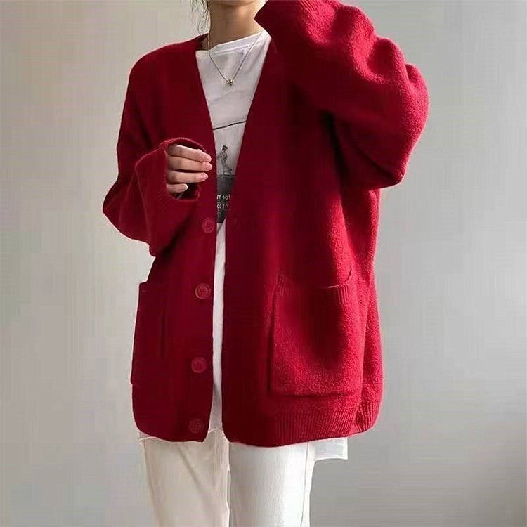 Cardigan en grosse maille pour femme avec poches et col en V Berg-Feldt