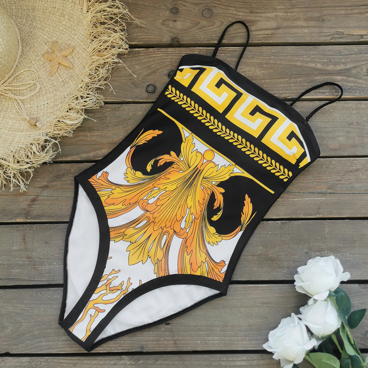 Maillot de bain une pièce élégant pour femme avec motif baroque et bretelles réglables, de berg-feldt