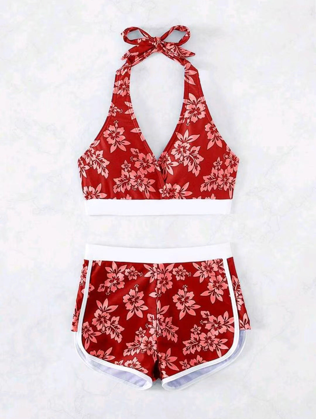 Maillot de bain deux pièces pour femme à imprimé floral et dégradé de couleurs berg-feldt