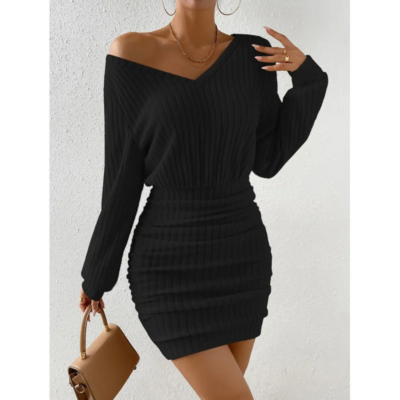 Robe bodycon côtelée à col Bardot par berg-feldt
