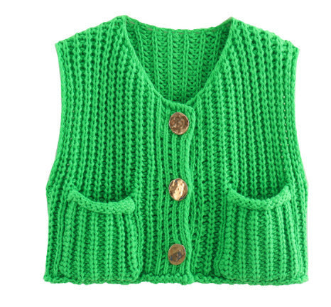 Damen modische Strickweste mit Knopfdetails und aufgesetzten Taschen Berg-Feldt