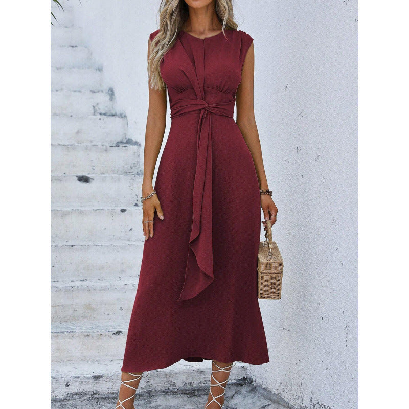 Maxi-robe élégante sans manches pour femme avec détail noué de berg-feldt